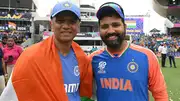 India head coach Rahul Dravid poses with captain Rohit Sharma (Getty Images)