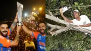 Virat Kohli and Rohit Sharma reacts to man climbing on tree (Twitter)