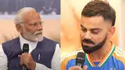 Indian PM Narendra Modi (left) and Team India's batting maestro Virat Kohli in this frame. (Screengrab-X))