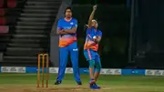 Mumbai Indians bowling coach Jhulan Goswami during a practice session (Photo Courtesy: MI)