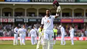 West Indies' Kavem Hodge leaves the field after being dismissed for 120 runs by Chris Woakes of England during Day 2 of the 2nd Test at Trent Bridge on July 19, 2024 in Nottingham. (Getty)