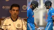 Gautam Gambhir in the press conference; Rohit Sharma and Virat Kohli during press conference (Screengrab: X, Getty Images)