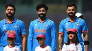 Rohit Sharma, Ravindra Jadeja and Virat Kohli during national anthem (Getty Images)