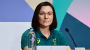 Anna Meares, Chef de Mission of Australia, looks on during the Australia Basketball Team press conference ahead of the Paris 2024 Olympic Games (Getty Images)