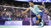 Lakshya Sen in action during his first Paris Olympics match (Getty Images)