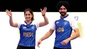 Manu Bhaker and Sarabjot Singh wave to the crowd after winning bronze medal at Paris Olympics 2024 (Getty Images)