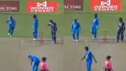 Rohit Sharma charges at Washington Sundar, threatens to beat him after latter gets stuck while bowling run-up during 2nd ODI vs SL. (Screengrab-X)