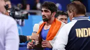 Aman Sehrawat after winning a historic bronze medal at Paris Olympics 2024 (Getty Images)