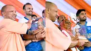 Yogi Adityanath with Lalit Upadhyay and Rajkumar Pal