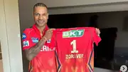 Shikhar Dhawan poses with Punjab Kings jersey which has his son's name on it (File Photo)