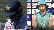 Babar Azam after losing his wicket; Agha Salman in press conference (Screengrab: X)