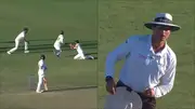 Umpire Simon Taufel reacts to the dropped catch (Screengrab: X)