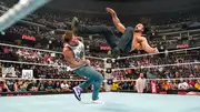 Drew McIntyre hitting CM Punk with the Claymore Kick (Getty)