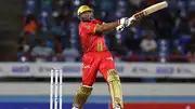 Kieron Pollard hits a six in the run chase against Saint Lucia Kings (Getty Images)