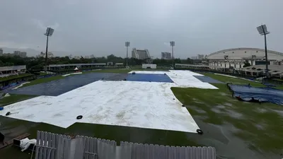 AFG vs NZ one-off Test's Day 3 called off as ground staff fail to cover entire ground; New Zealand post photo showing huge wet patches