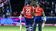 Liam Livingstone and Jacob Bethell during their partnership against Australia in 2nd T20I (Getty Images)