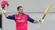 Quinton de Kock celebrates his century for Barbados Royals (Getty Images)