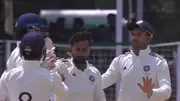 Shams Mulani celebrates Shreyas Iyer's wicket (Screengrab: X)