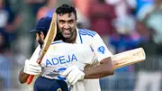 India's Ravichandran Ashwin (R) celebrates with his teammate Ravindra Jadeja after scoring a century during Day 1 of the first Test against Bangladesh at the M.A. Chidambaram Stadium on September 19. (Getty)