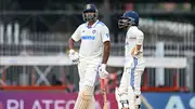 India's Ravichandran Ashwin (L) listens to his teammate Ravindra Jadeja during Day 1 of the first Test against Bangladesh at the M.A. Chidambaram Stadium in Chennai on September 19. (Getty)