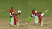 Knight Riders' Shaqkere Parris tonks jaw-dropping gigantic 124m six in CPL 2024 clash against Amazon Warriors. (Screengrab-X)