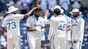 Team India celebrating Jasprit Bumrah's wicket (Getty)