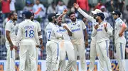 India's Ravichandran Ashwin (C) celebrates with teammates after taking five-wicket haul during the fourth day of the first Test against Bangladesh at the M.A. Chidambaram Stadium in Chennai on September 22, 2024. (Getty)