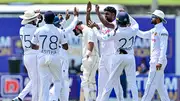 Prabath Jayasuriya celebrates a wicket against New Zealand on Day 3 (Getty Images)